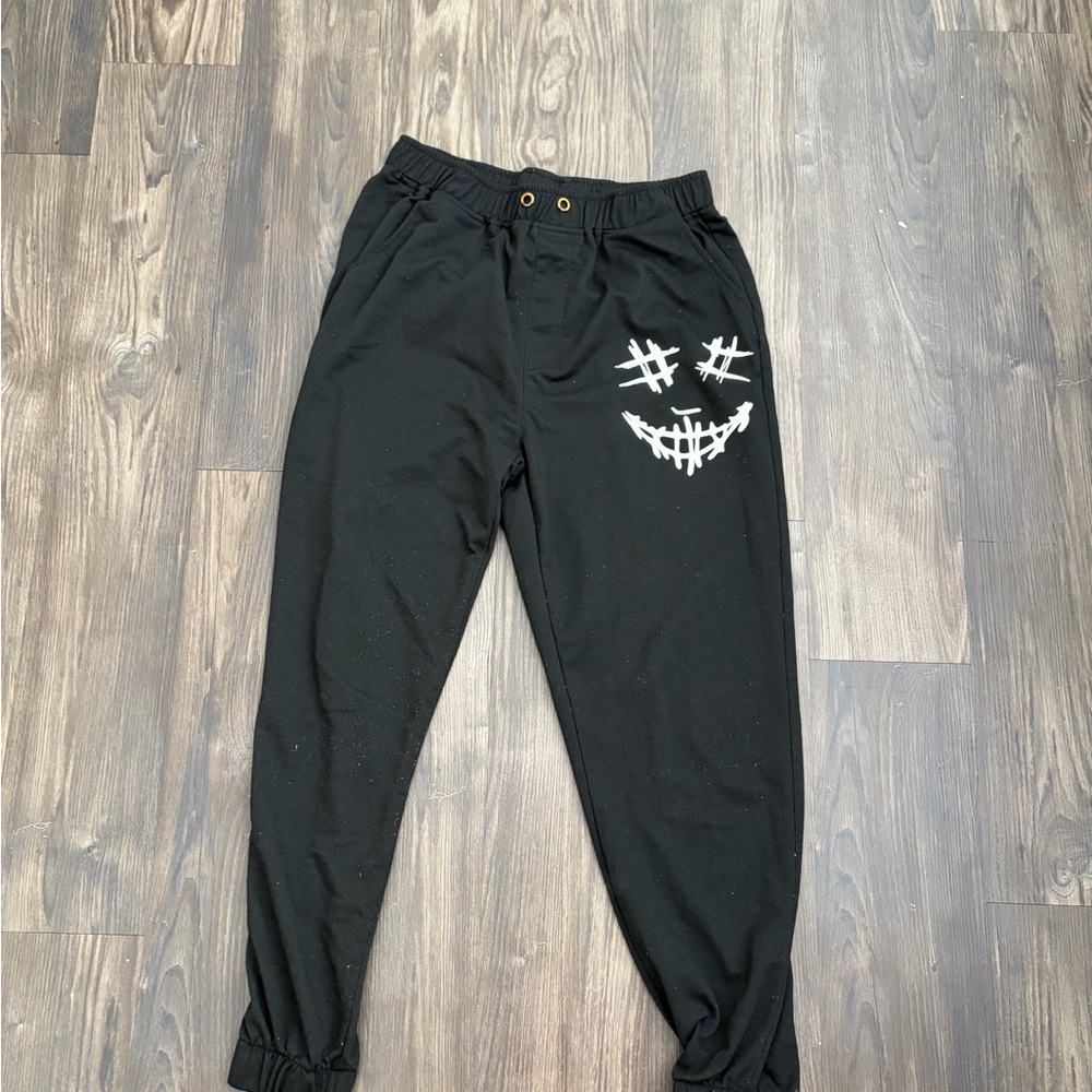 SHEIN Black Joggers with White Graphic